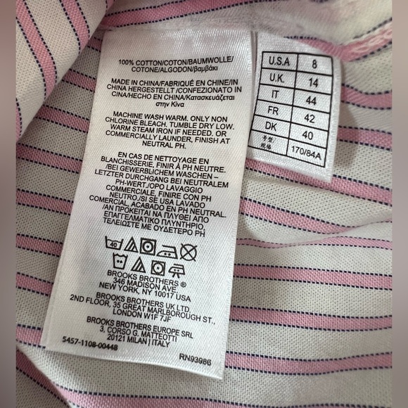 Brooks Brothers Pink Stripes Button Down Shirt 100% Cotton Women’s Sz 8 - Picture 6 of 10
